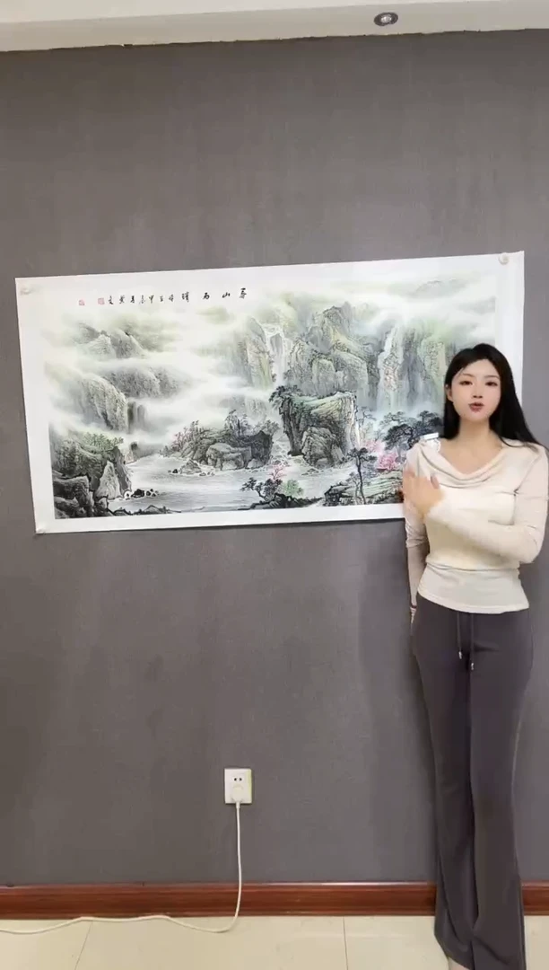 国画《春山雨晴》手绘国画