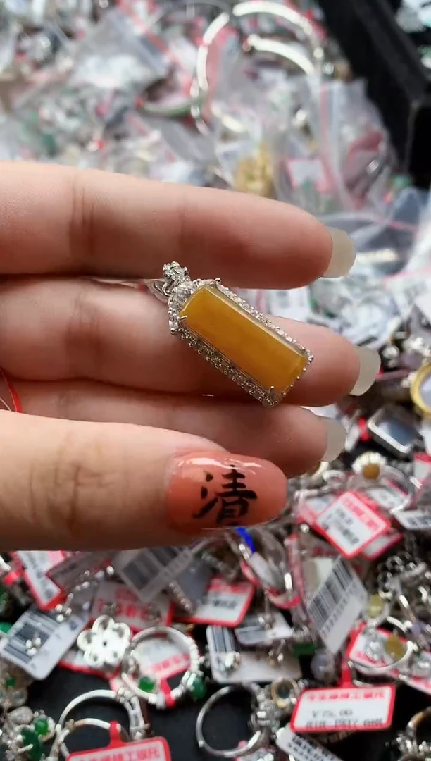 银S925镶嵌戒指翡翠天然A货缅甸翡翠