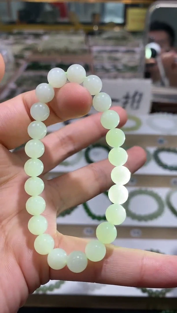 手串未镶嵌和田玉白晴水手串卡8m
