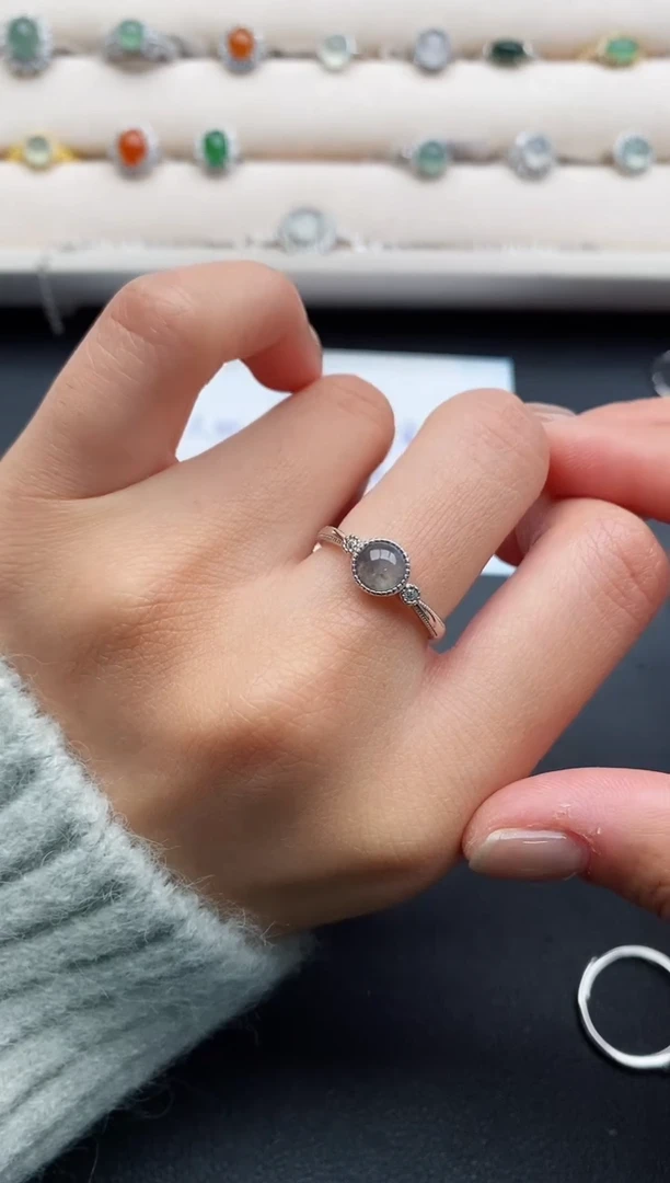 银S925镶嵌戒指翡翠22222222+2