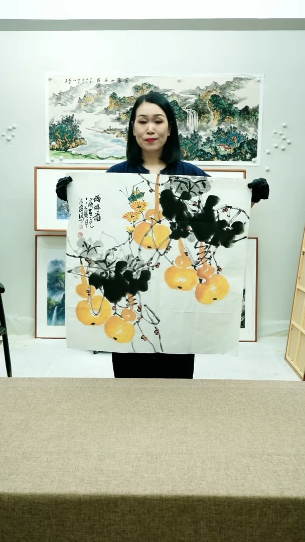 国画用****988*88李法良手绘花鸟带框