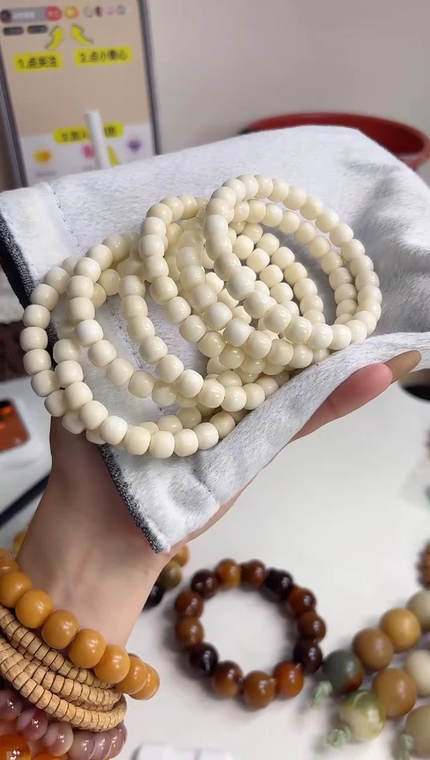 手串菩提根/象牙果白玉菩提桶珠8*9mm手串