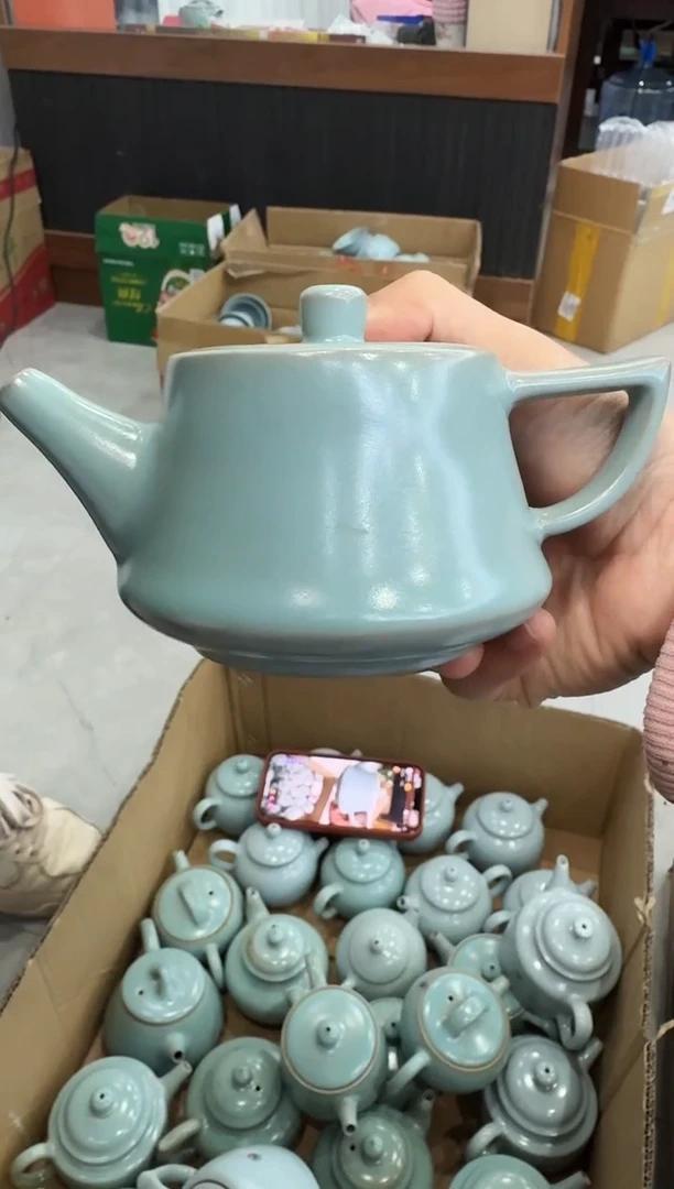 【闪购商品】杯仿古天青柱础壶