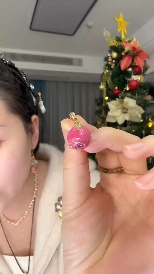 吊坠(不含链)未镶嵌淡水珍珠红玫瑰花万能扣吊坠