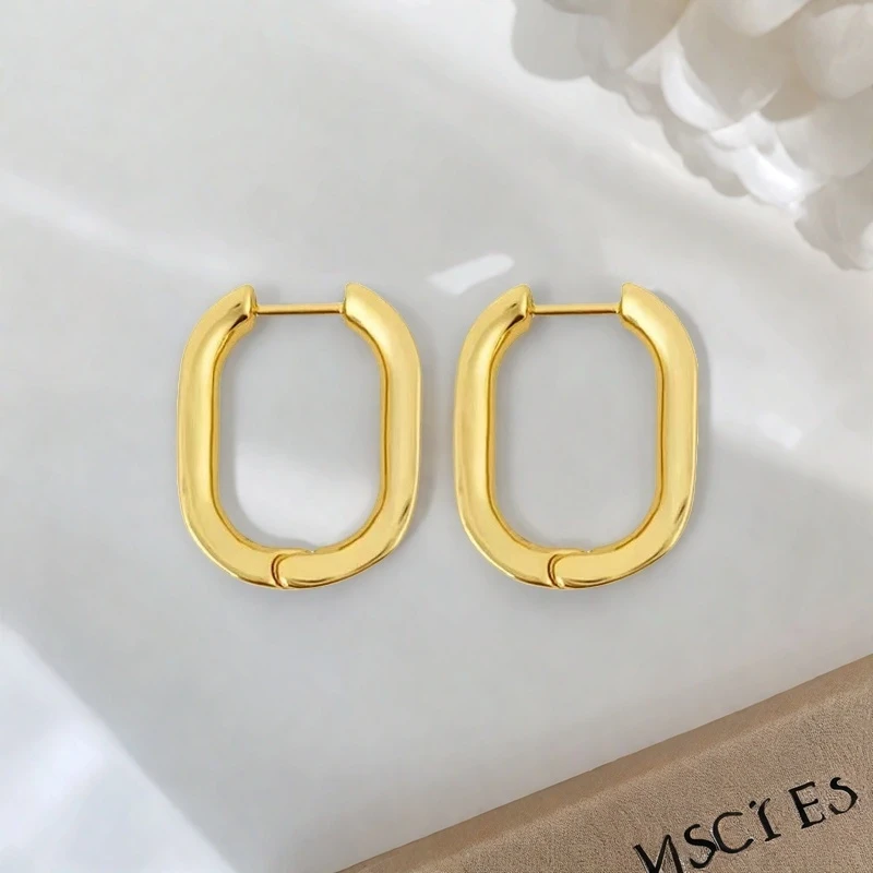米梵缇 铜合金耳饰 法式简约几何U形时尚高级感轻奢精致耳环女