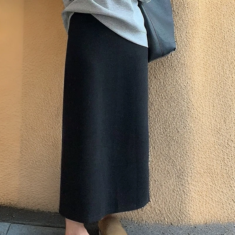 3396春季新款半裙显瘦气质百搭洋气开叉直筒长裙女