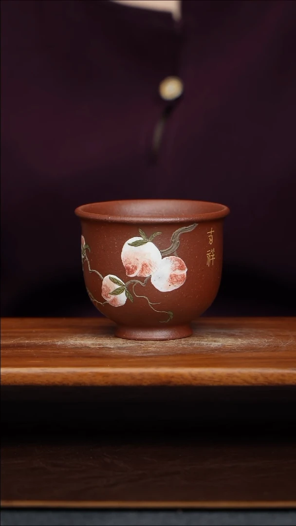 茶杯段泥寿桃主人杯原矿零添加宝山红降坡95毫升