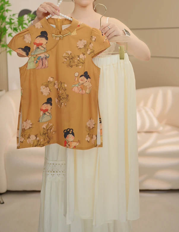 【麦哆】2025新款女童新中式汉服国风女孩夏款古风两件套