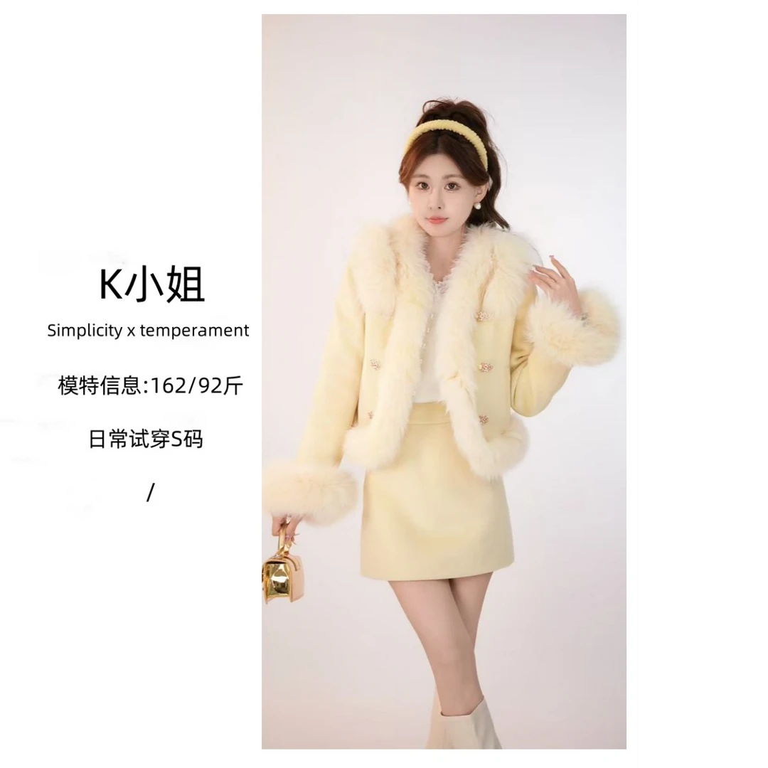 安淇儿●【茉莉小调】冬季新款时尚狐狸毛羽绒两件套装D4TZ8797A