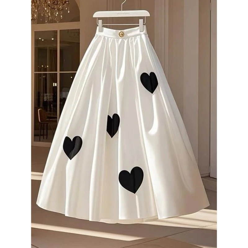 简直好看到炸！自留，轻熟风白色半身裙女慵懒风高腰百搭显瘦a字裙