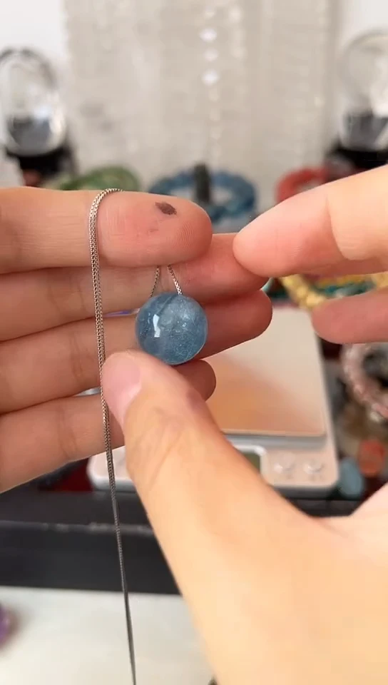 【闪购商品】海蓝宝石颈饰银S925镶嵌矿坑