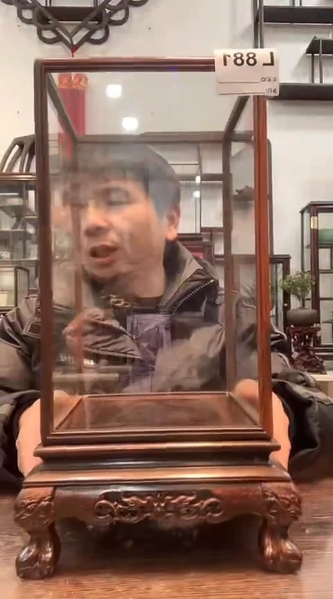 【闪购商品】红酸枝木类木艺玻璃罩881