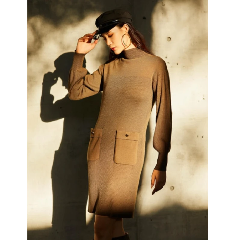 【双十一破价】她翼冬季高领羊毛针织连衣裙冬季新款AW2241334877