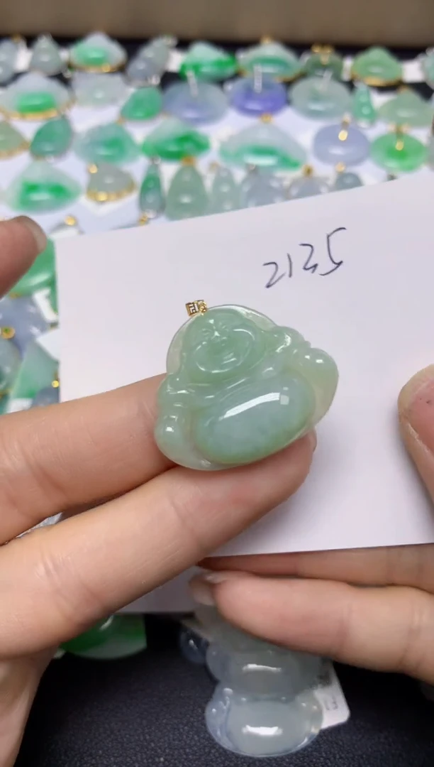 【闪购商品】翡翠挂件18K金镶嵌 天然翡翠A货