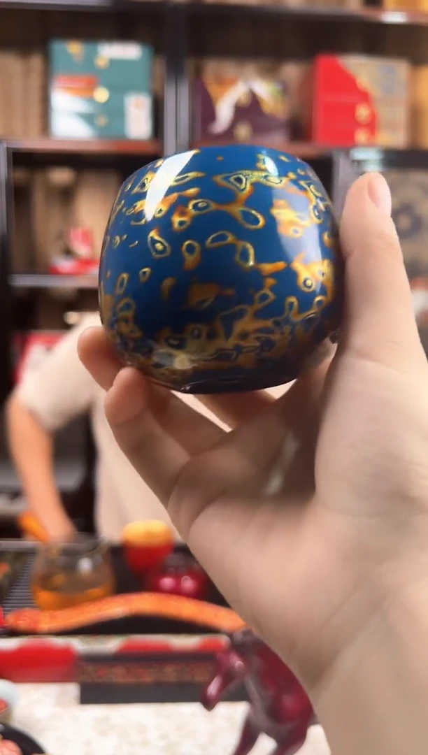 非遗太古大漆蓝金紫砂主人杯