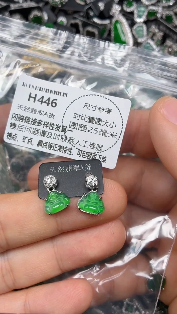 颈饰未镶嵌翡翠H446耳钉