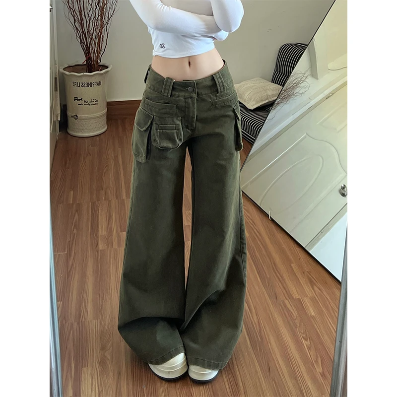 美式简约复古垂感工装直筒裤2025年冬气质宽松高街加绒加厚阔腿裤