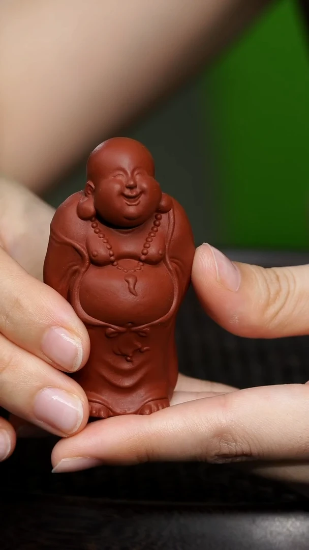 紫砂站着弥勒佛朱泥