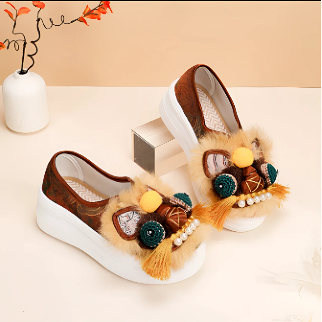 【瑞虎如意履】福泰欣25年爆款虎头鞋专用手工鞋新虎头鞋女成人厚底