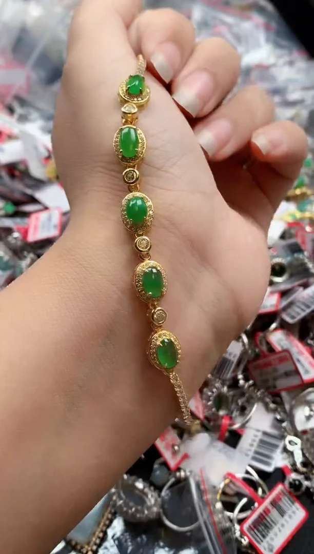 银S925镶嵌戒指翡翠天然A货缅甸翡翠