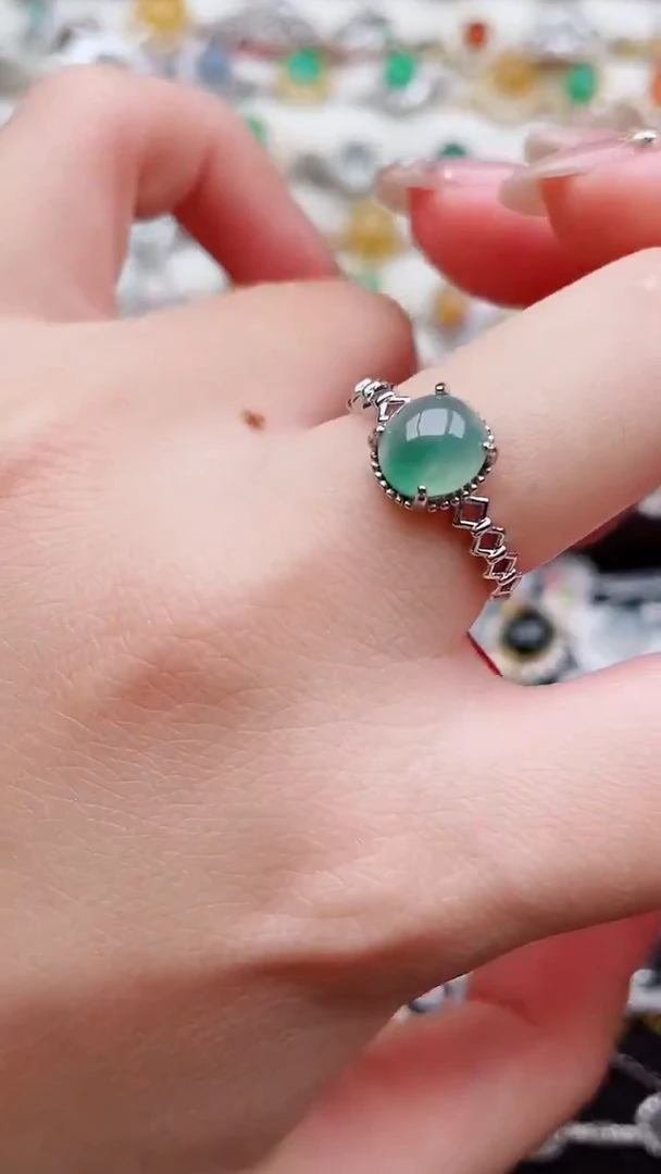 银S925镶嵌戒指翡翠35