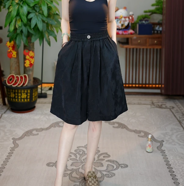 【金禧禧】丝麻高腰五分裤J25079