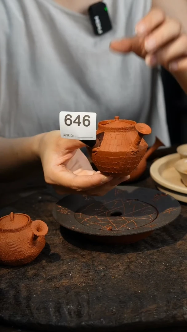 潮州手工原矿砂铫壶朱泥双盖急须646