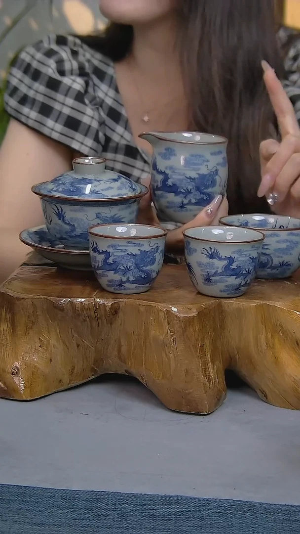 简装家用款5件套 老陶泥开片纹陶瓷茶具