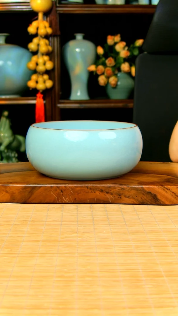 天青色全手工圆钵水洗不完美