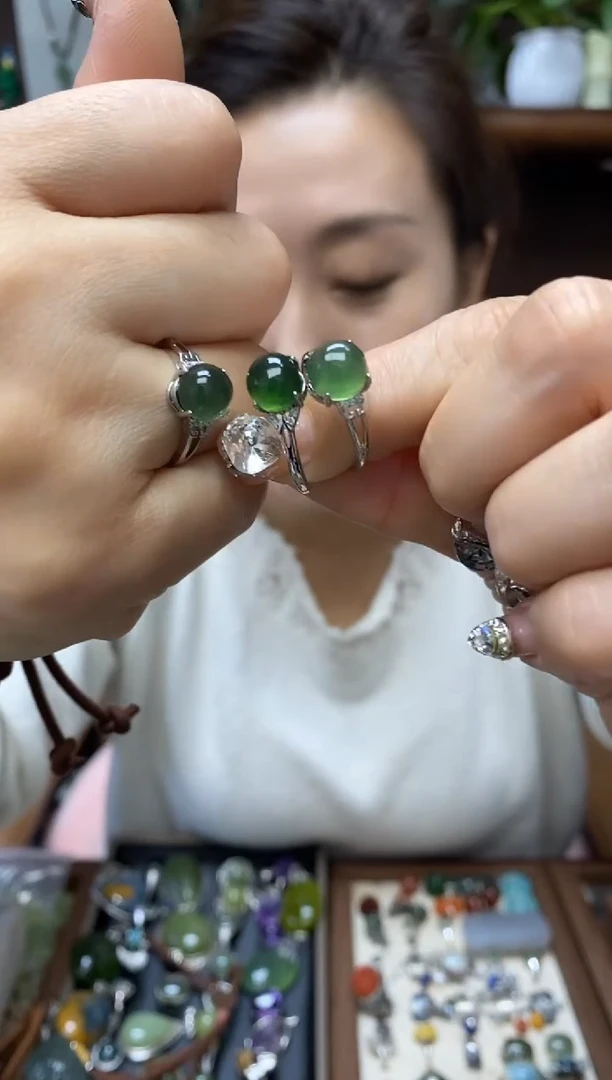 未镶嵌岫玉戒指多样性发货其中发一