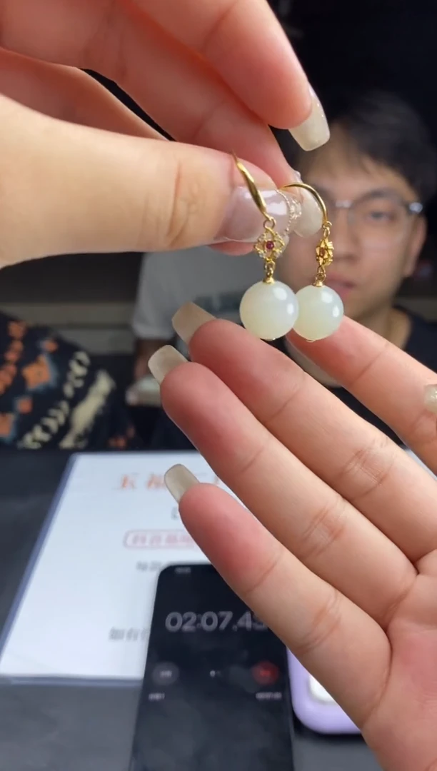 和田玉银S925镶嵌耳饰多样性-耳饰-R1742