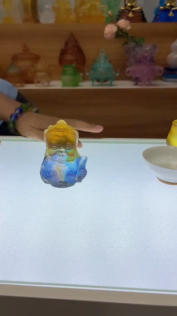 琉璃手工艺品土地婆婆茶摆颜色随机