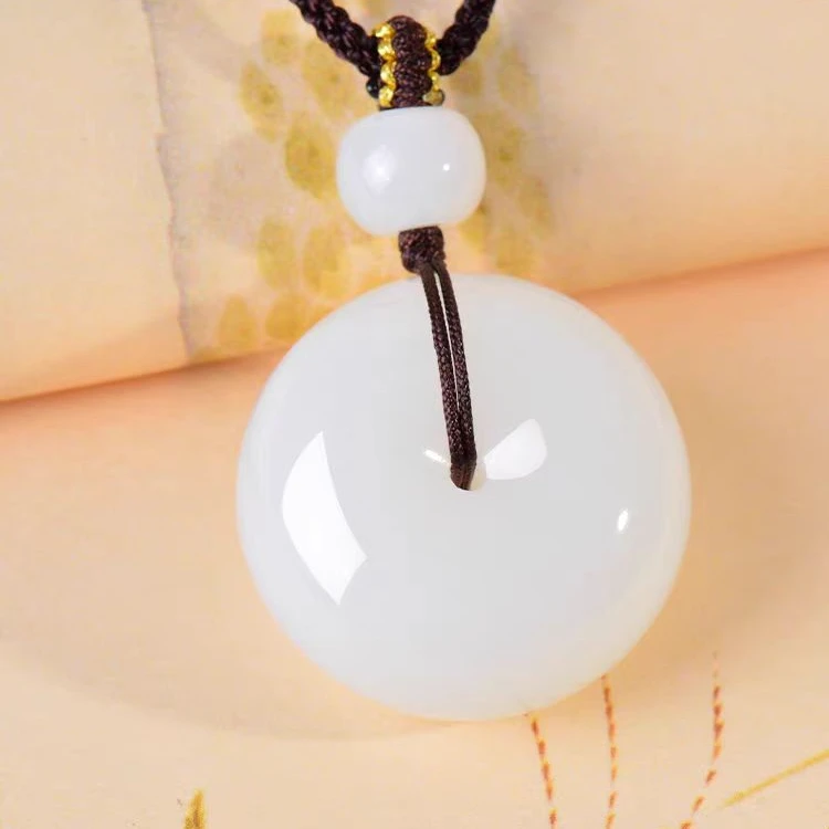 天然新疆和田玉白玉平安扣吊坠天然正品百搭款玉石男士挂坠