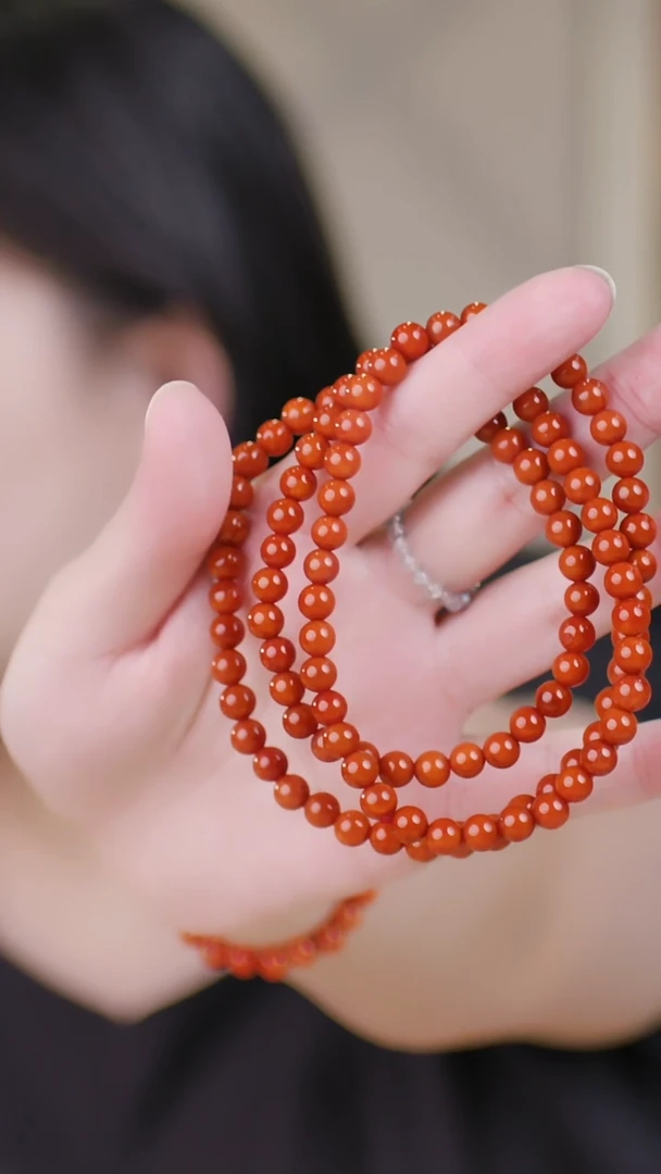 手串未镶嵌南红玛瑙108颗0.6柿子红