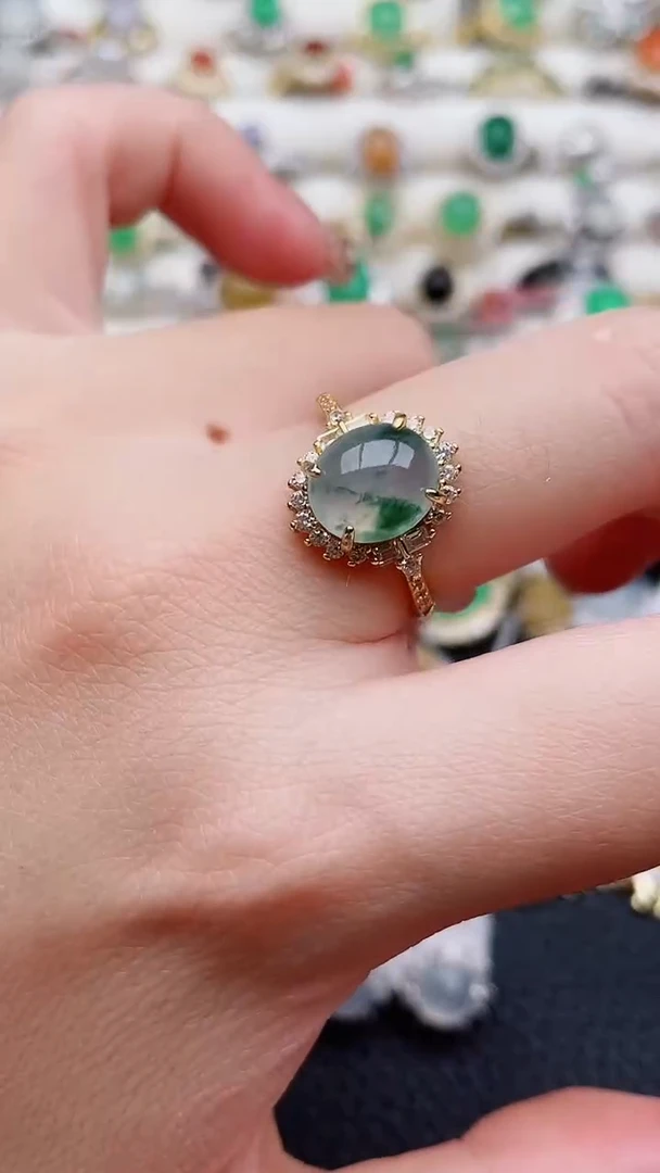 银S925镶嵌戒指翡翠95