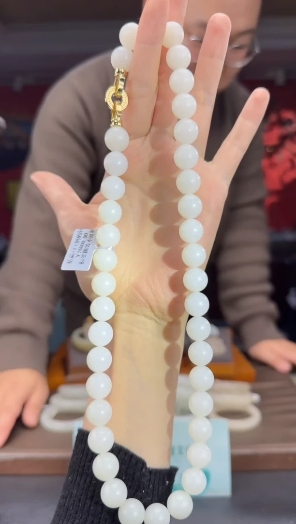 颈饰未镶嵌和田玉白玉妈妈链卡12