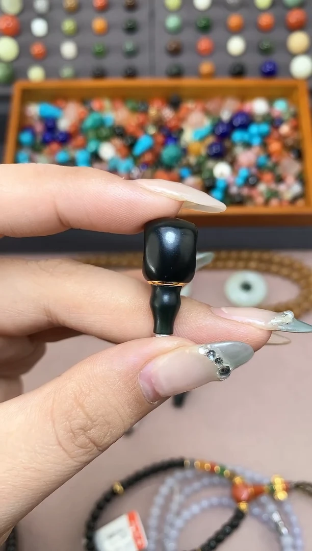 未镶嵌和田玉挂件老***多12mm黑青三通