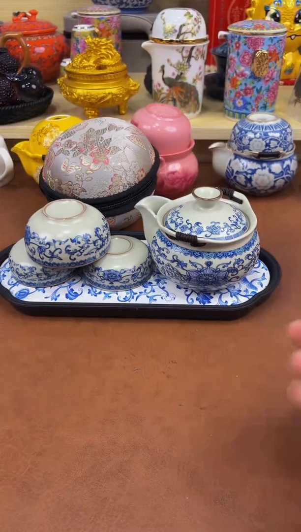 陶瓷茶具摆件旅行套组