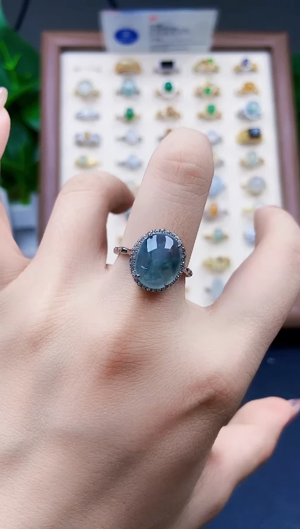 翡翠戒指银S925镶嵌12