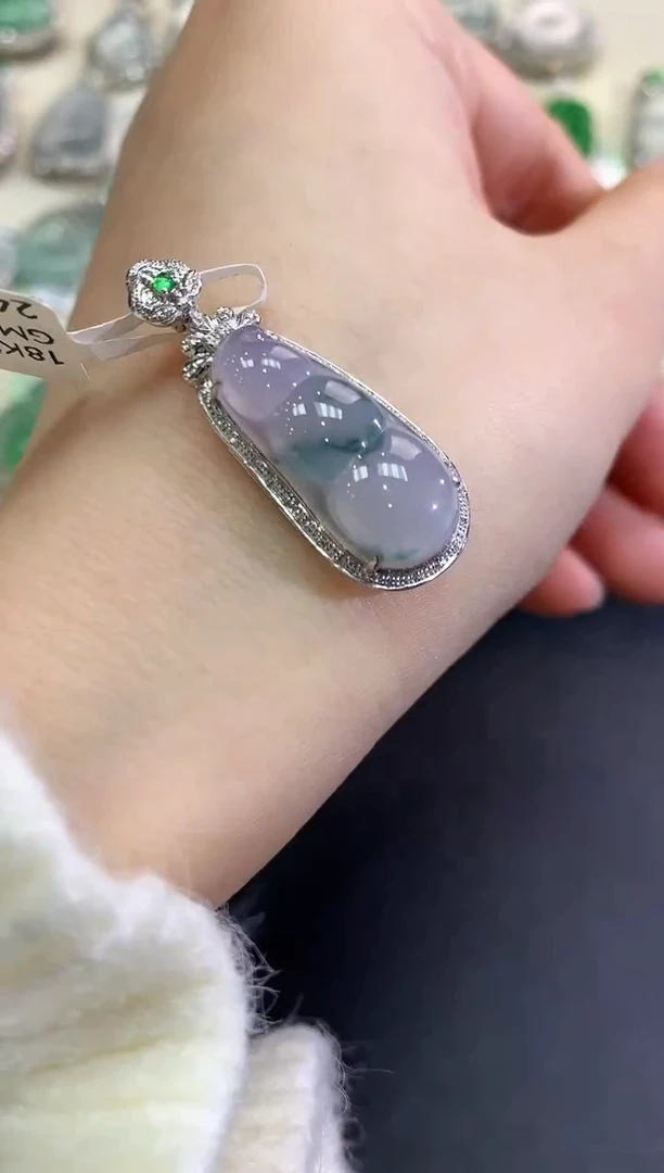 【闪购商品】翡翠颈饰18K金镶嵌C2   紫货有色差