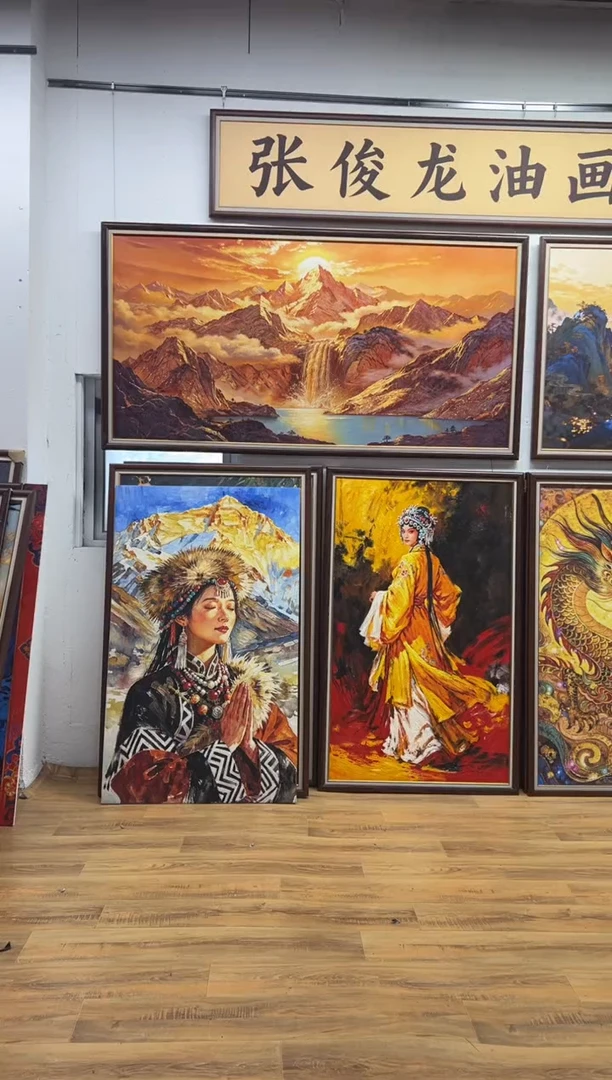 油画地**财【张俊龙】金山原创艺术油画茶室玄关供台挂画版画