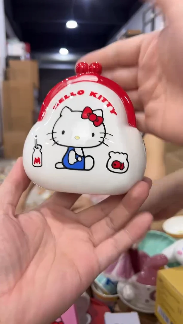 瓷片kt猫钱包造型钱罐