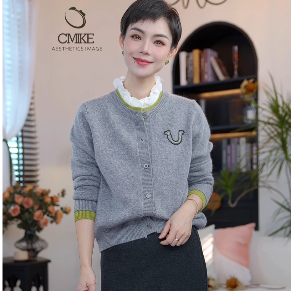 【蜜客严选】时尚休闲百搭秋冬针织女士圆领羊毛毛衫2501M000067