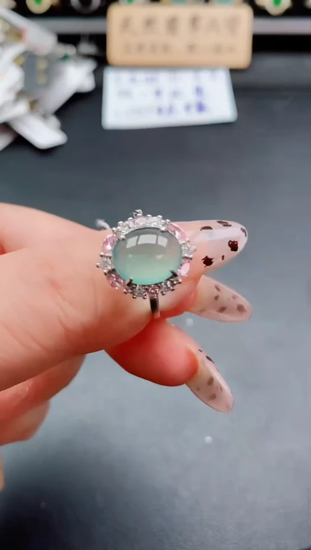 银S925镶嵌戒指翡翠1