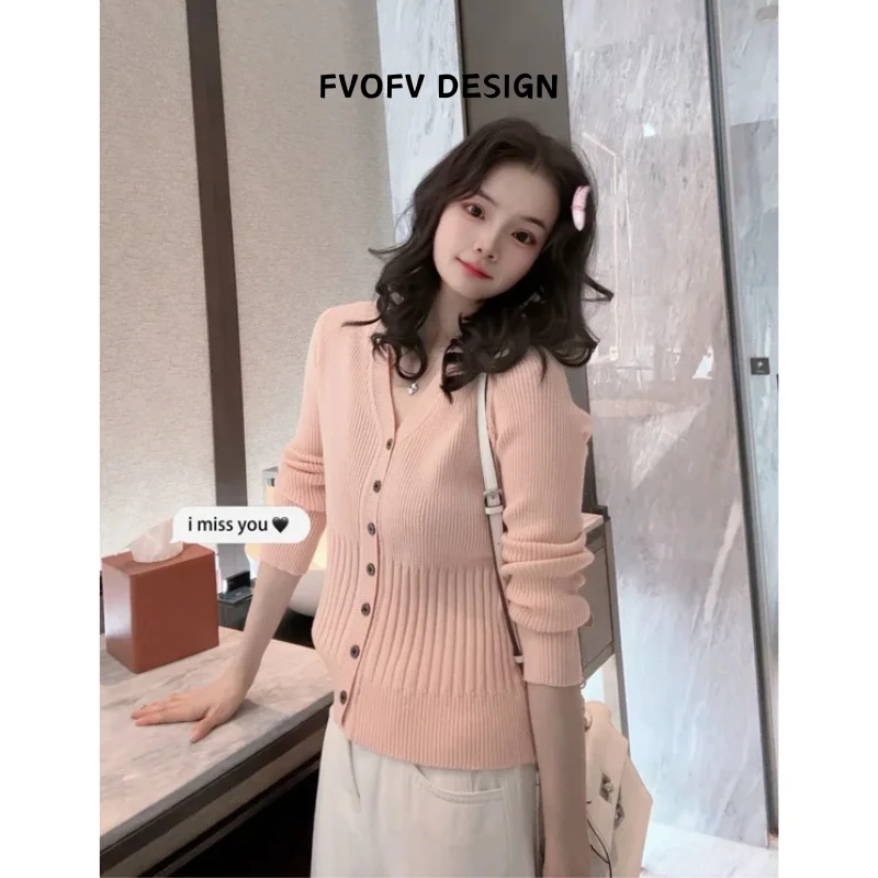 FVOFV【多巴胺】全棉纽扣高密针织长袖MYL0002