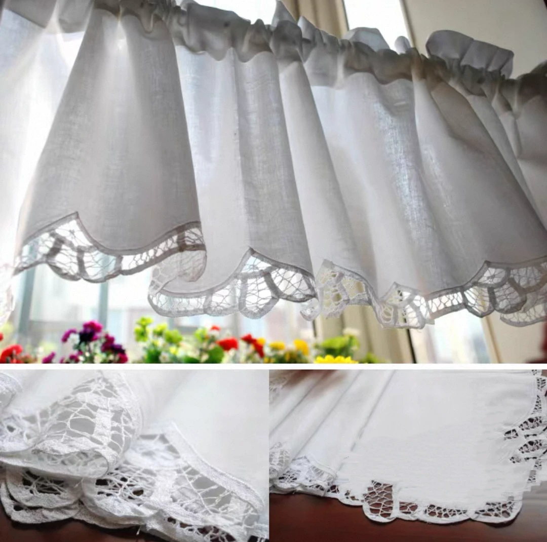 怡然家居馆欧式绣花窗帘厨房卫生间半帘门帘咖啡帘一片