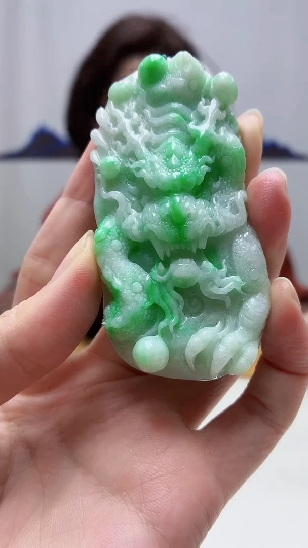 未镶嵌定制翡翠4829zm-毛货挂件龙牌34