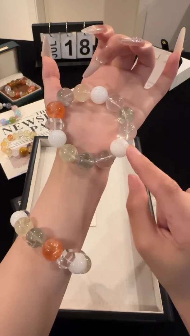 水晶手链合金茉莉花茶多宝x2036