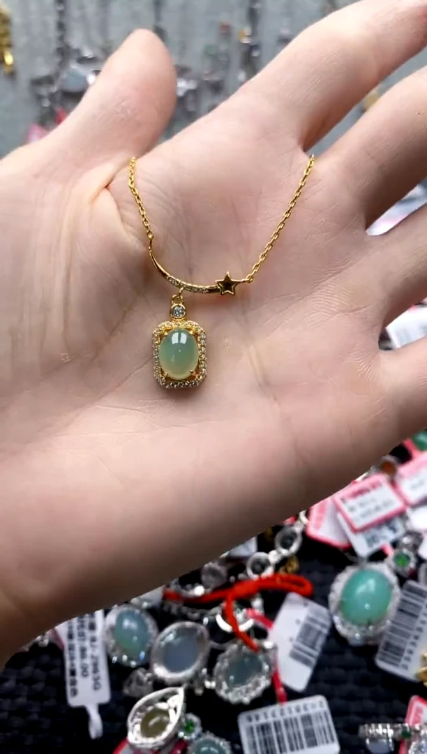 翡翠戒指银S925镶嵌33333---6