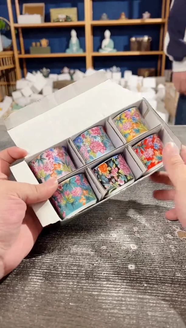 【闪购商品】其他良瓷美品珐琅彩直筒杯6个礼盒装
